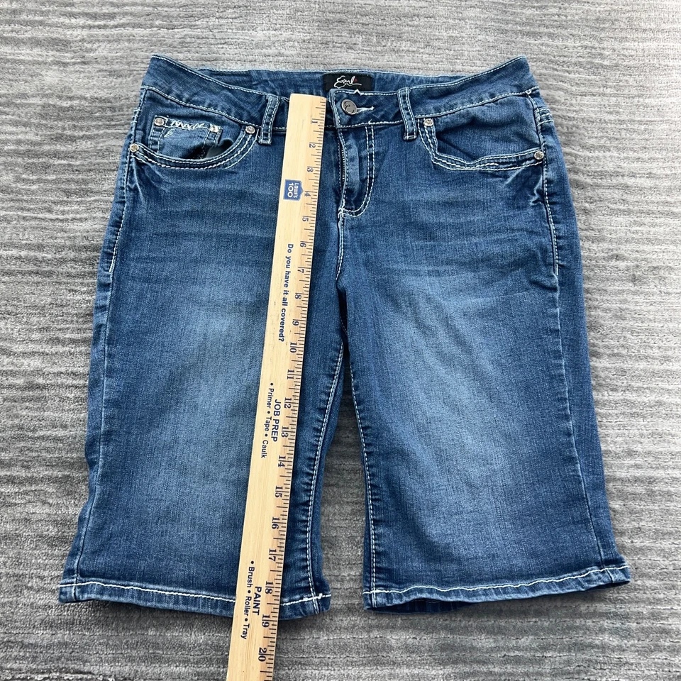 Earl Jean Shorts 10P Womens Bermuda Stretch Low Rise Medium Wash Denim Blue - Image 4 of 4