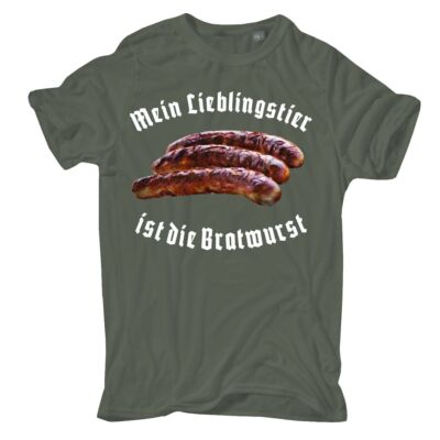Herren TShirt Mein Lieblingstier ist die Bratwurst lustige Sprüche Thüringer S -