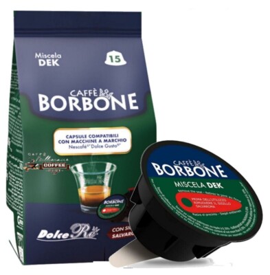 90 Kapseln Dek Caffè Borbone Blend Decaffeinata Modell Dolce Gusto 7.5 Gr