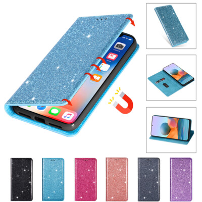 Glitzer Klapp Tasche Hülle Für iPhone Air 17 16 15 14 Pro Plus 13 12 11 SE X 8 6