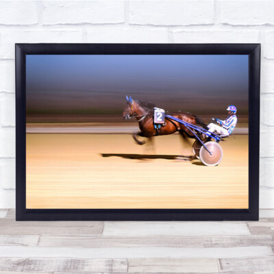 Pferd und Jockey rasend mit zweirädriger Kutsche Wandkunstdruck