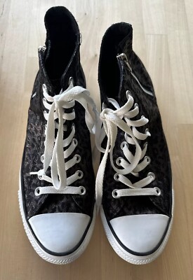 Converse Chuck Taylor All Star Shiny Purple Leopard Sneakers Laces & Zip Size 7