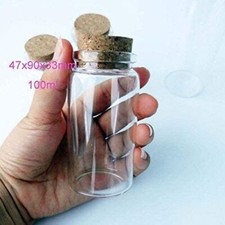 2pcs 100ml Empty Clear Glass Bottles Vials with Cork Stopper Storage Jars Bottle
