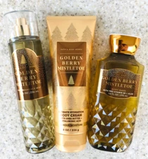 3 GOLDEN BERRY MISTLETOE Shower Gel + Body Cream + Fine Fragrance Mist SET of 3