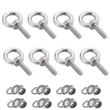 M10 8Pcs Eyebolts Machinery Shoulder Lifting Ring Screws Bolt with Lock Nuts & L