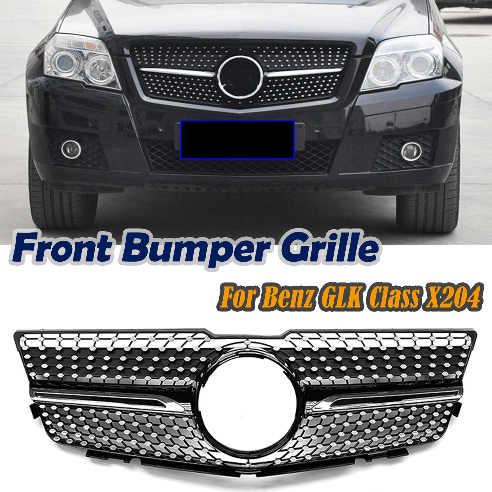Front Kühlergrill Für Mercedes GLK X204 2008-2012 - Chrom Silver Racing Grille - ABS Frontgitter