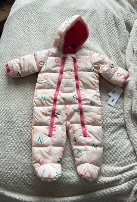DKNY snowsuit Baby Girls 6-9 months, Blush pink, Fleece lined