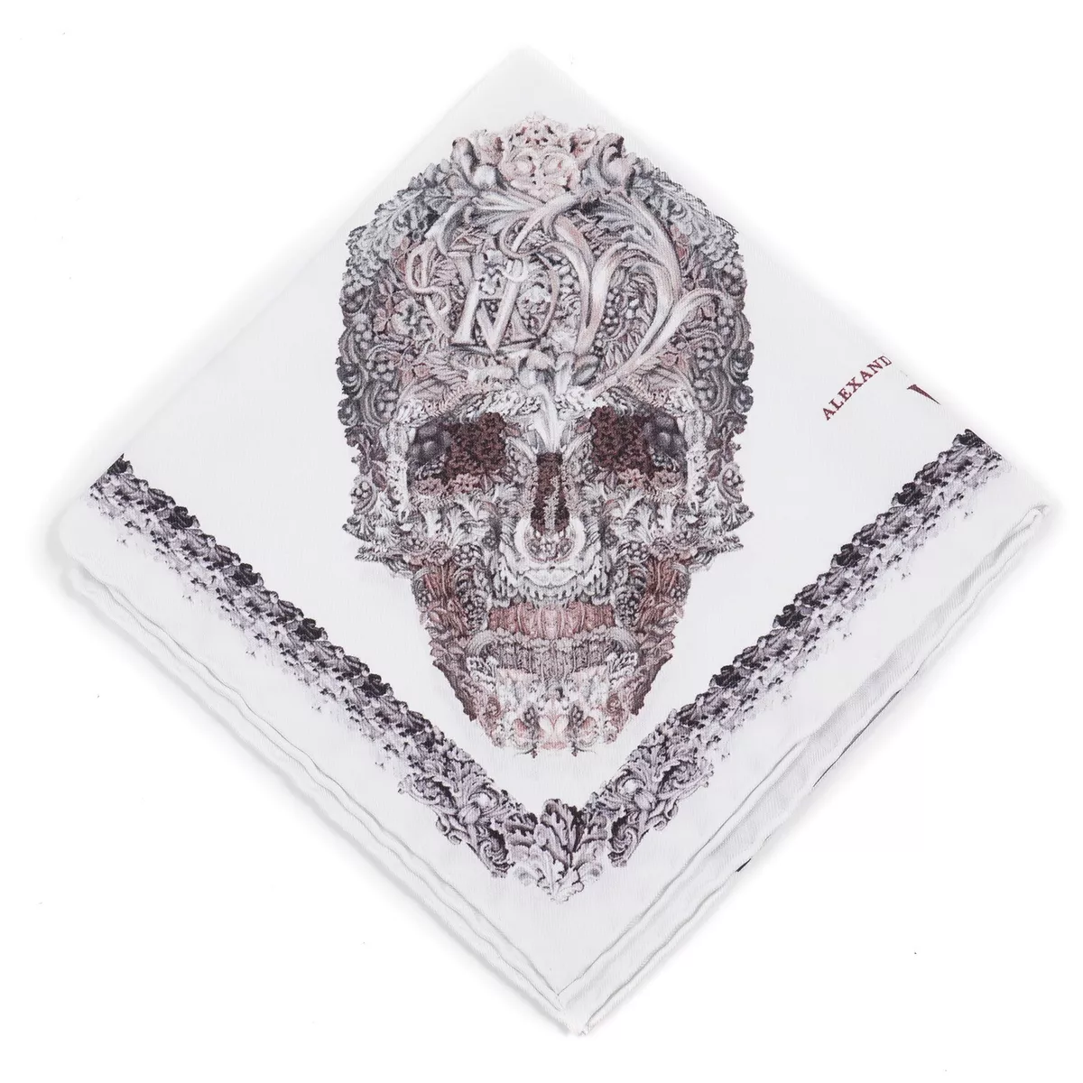 Alexander McQueen 'Savage Beauty' Floral Skull Print Silk Pocket Square Alexander McQueen 'Savage Beauty' Floral Skull Print Silk Pocket Square