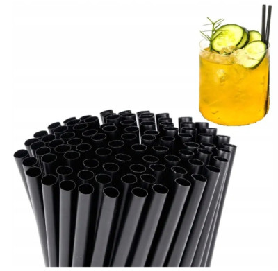 Mehrweg Cocktail Trinkhalme 1000 Stk. 150x7mm Schwarz Plastik Strohhalme