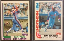 1982 Topps Baseball Tim Raines Montreal Expos Lot: 2 #70 Base & #3 Highlights