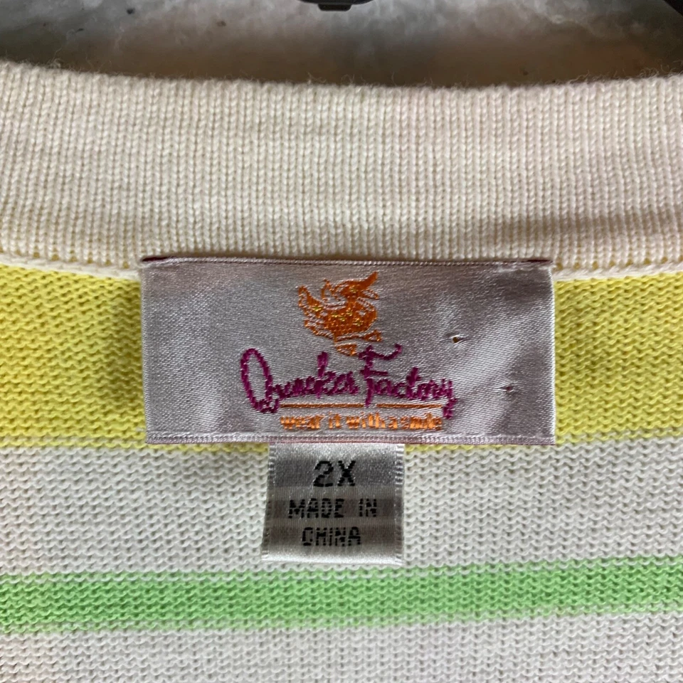 Quacker Factory Women's Multicolor Stripe Cotton Cardigan Sweater Size 2X 8747 - Image 3 of 4