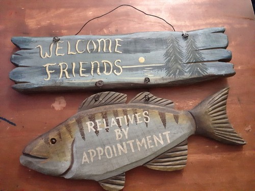 Vintage ? Ohio Wholesale Wall Hanging 2 Tiered Fish Welcome Cabin Rustic Sign - Picture 3 of 7