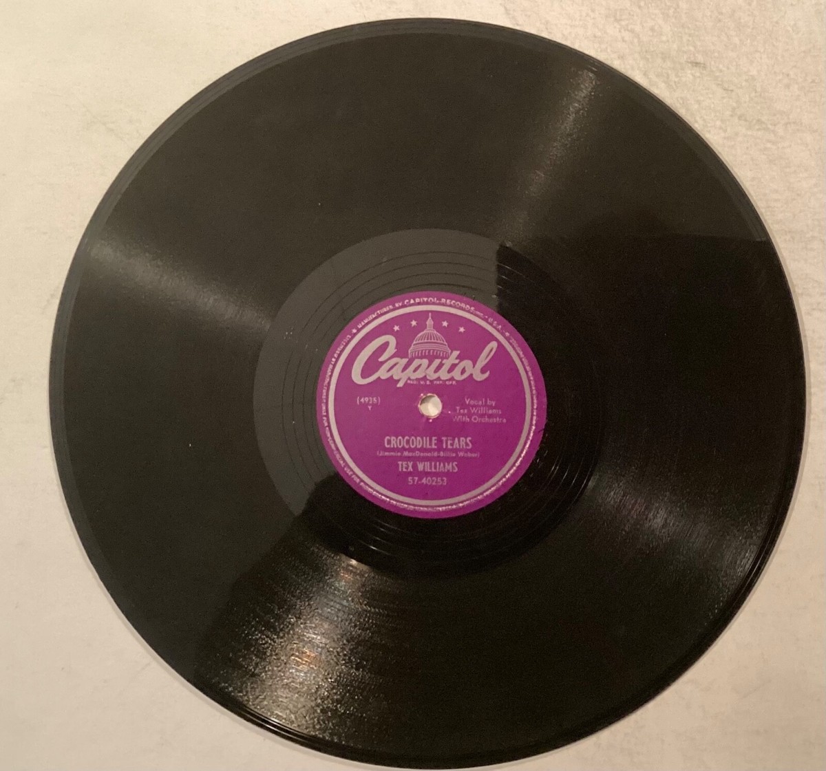 Tex Williams – 78 rpm Capitol 57-40253: Crocodile Tears/The Winter
