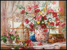 Cosmos and Queen Anne's Lace - Chart Counted Cross Stitch Patterns Needlework   