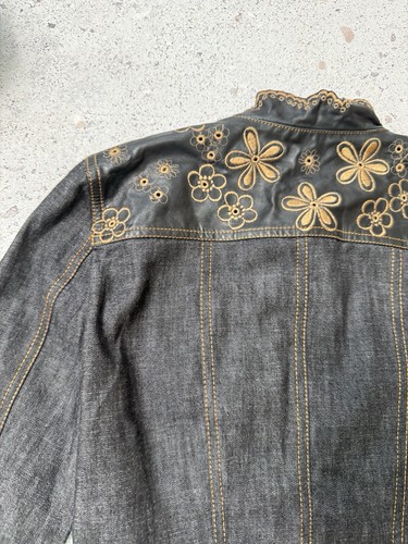 Vintage Kenzo Jeans Wester Denim/Leather Shirt Size 36 Women Avant Garde - Picture 14 of 18