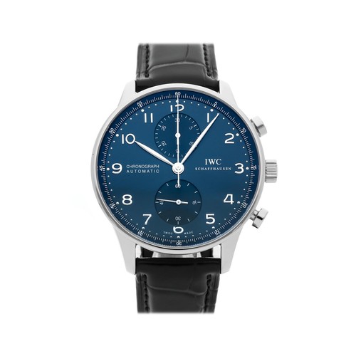 IWC Portugieser Chronograph Steel Auto 40mm Blue Dial Strap Wa...