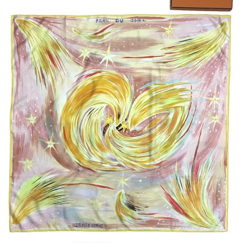 EGA HERMES FEUX DU CIEL Carre 90 Silk 100% Scarf Multicolor/HE8150