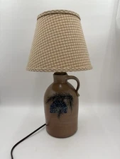Rowe Pottery Works Cambridge 2004 Plug In Lamp Salt Glaze With Pinecones TESTED