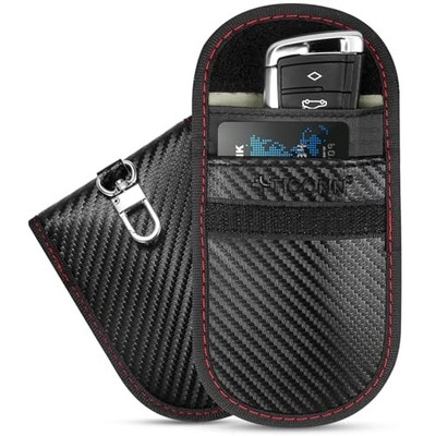 2PK Faraday Bags for Car Keys Fob, 3.5''X5.0'' Faraday Cage Medium Black