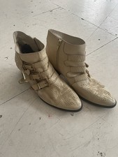 Chloe Susanna Stuffed Boots In Cream Leather 39.5