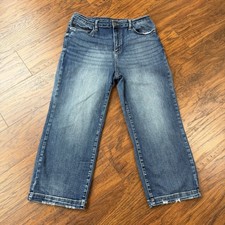 Judy Blue Jeans Womens 32 Wide Leg Crop High Rise Stretch Distressed Denim 30x24