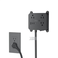 TROND Flat Plug Power Strip, 3FT Short Extension Cord with 3 AC 3FT, Black