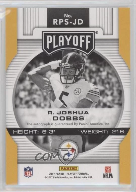 2017 Panini Playoff RPS Auto /49 R Joshua Dobbs #RPS-JD Rookie Auto RC - Image 2 of 2