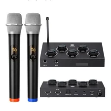 DIGITNOW! Portable Karaoke Wireless Microphone (Dual UHF)Mixer System Set