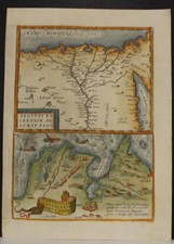 EGYPY CARTHAGE TUNISIA 1595 ABRAHAM ORTELIUS UNUSUAL ANTIQUE COPPER ENGRAVED MAP