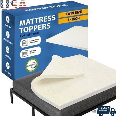 Copper Infused Memory Foam Mattress Topper Twin Cooling Supportive CertiPUR-US