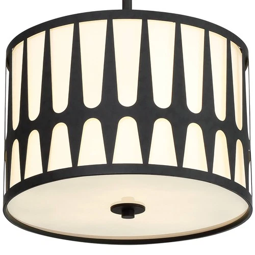 Crystorama Royston 15" Wide Black Drum Pendant Light - Picture 4 of 5