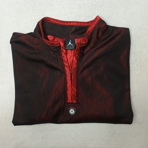 Air Jordan, Vintage Nike Air Jordan Pullover Mens L Red 1/4 Zip Pullover Lightweight Jumpman