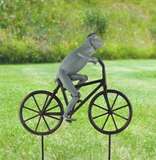 SPI Home Frog on Bicycle Garden Sculpture