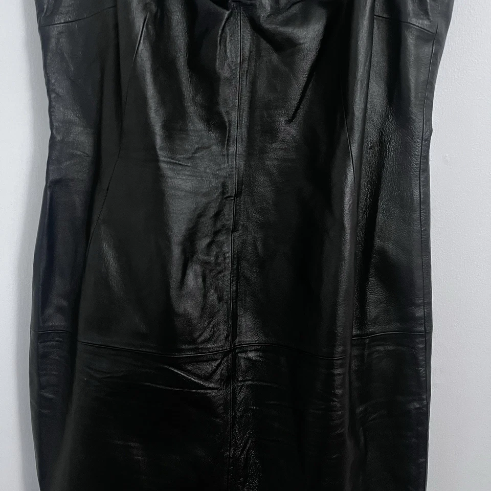 复古 Tower Hill 真皮细肩带小黑连衣裙 LBD - 18 码。 — 第 3/4 张图片