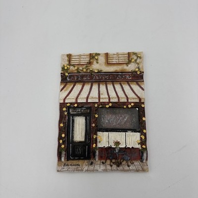 Kate McRostie Cafe de Mery-Sur-Seine 3D Resin French Wall Art Plaque 6 x 4.25''