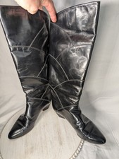 Vintage Italian Leather Boots Black Patent Size 6.5