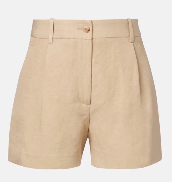 NILI LOTAN Pleated high-rise linen and silk shorts Size - 4