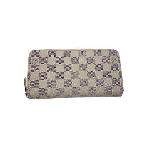Louis Vuitton Zippy Wallet Damier Azur White PVC Women's From Japan
