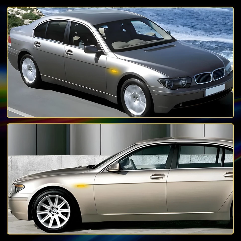 Marcador lateral LED fumaça luzes de seta 02-08 para BMW E65 E66 E67 7-Series 1-10 - Imagem 3 de 4