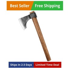 Throwing Axe, 16.5" Throwing Tomahawk with 1065 High Carbon Steel Wooden Ha...