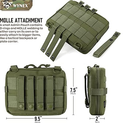WYNEX Tactical Folding Admin Pouch, Molle Tool Bag of Laser-Cut Design, Utility Organizer EDC Medical Bag Modular Pouches Tactical Attachment Waist Pouch Include U.S Patch
