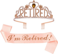 JETKONG Retirement Party Decorations Retired Tiara/Crown, Retired Sash for Women