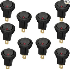 12v 16a Spst 3-pin On-off Rocker Toggle Switch With Red Led 19mm Round Dot Pac