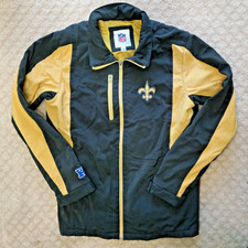 Vintage Starter NFL New Orleans Saints Jacket Men's M Black Gold Fleece Full Zip