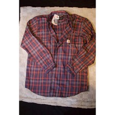 Carhartt Force FR Flame Resistant Plaid Shirt Mens 2XL Tall Navy Orange 105247
