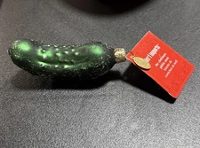 NWT Glass Christmas Pickle Ornament With Story 4.5” Pier 1 Imports