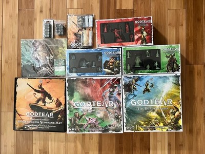 GODTEAR Board Game (NEW)  2 Starters + 8 Expansions + 2 Dice Sets + Neoprene Mat