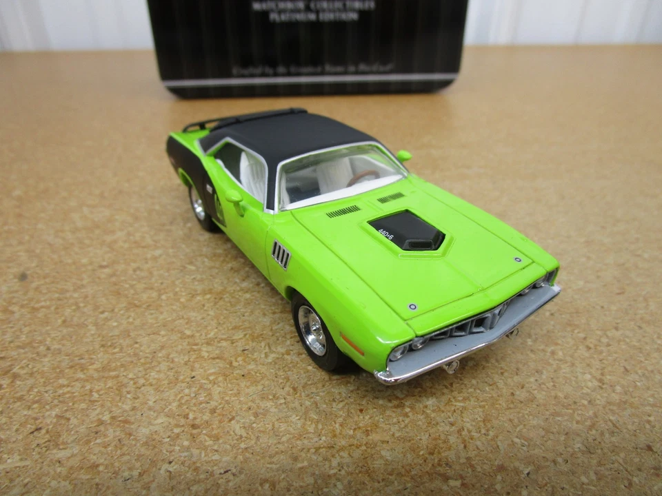 1971 Plymouth Cuda 440 1/43 Matchbox Collectibles diecast green car tin box G - Image 4 of 4
