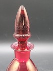 Vintage Set Of 12 Cranberry Glass Cut to Clear Etched Grape Faceted Tumblers — photo 5