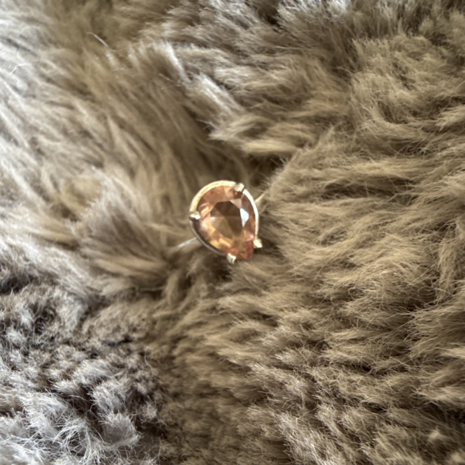 Silver Solitaire Ring Pear-Shaped Light Pink Ston… - image 4